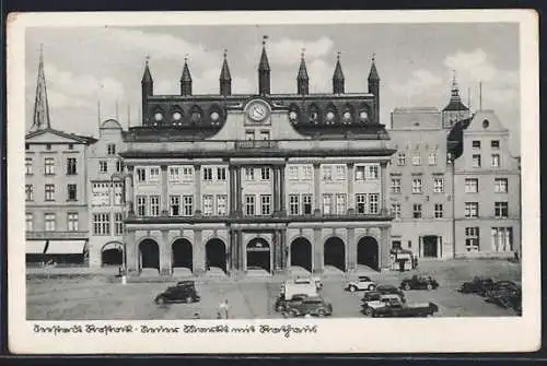 AK Rostock, Neuer Markt mit Rathaus