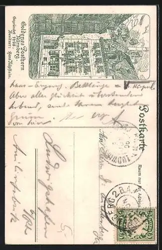 Künstler-AK Nürnberg, Porträt der Wirtin Goldenes Posthorn