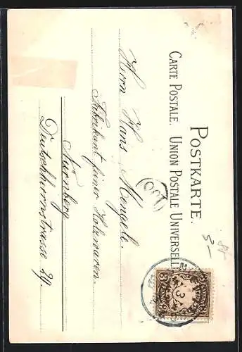 AK Nürnberg, Erker am St. Sebalder Pfarrhof, Blumen, Passepartout