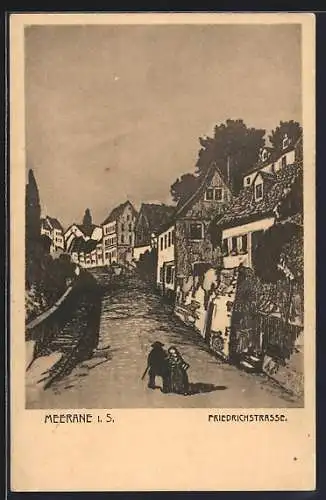 AK Meerane, Blick in die Friedrichstrasse