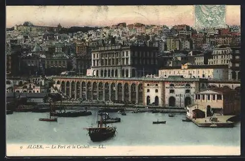 AK Alger, Le Port et la Casbah, Hafen, Dampfer, Lithographien- und Typographien-Geschäft Jourdan