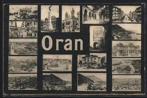 AK Oran, Denkmal, Kirche, Hafenpanorama, Strassenpartien und weitere Motive