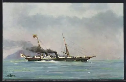 Künstler-AK Christopher Rave: Kaiser-Jacht Hohenzollern 1892