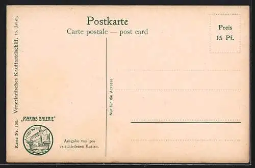 Künstler-AK Christopher Rave: Venezianisches Kauffarteischiff, 15. Jh.