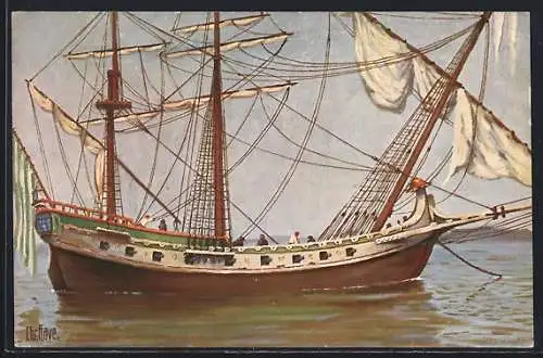 Künstler-AK Christopher Rave: Portugiesisches Handelsschiff, 18. Jh.
