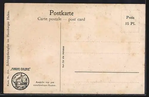 Künstler-AK Christopher Rave: Schleppdampfer im Hamburger Hafen