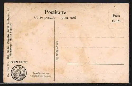 Künstler-AK Christopher Rave: Bugsierung eines grossen Dampfers im Hamburger Hafen