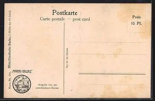 Künstler-AK Christopher Rave: Mittelländische Barke, 19. Jh.