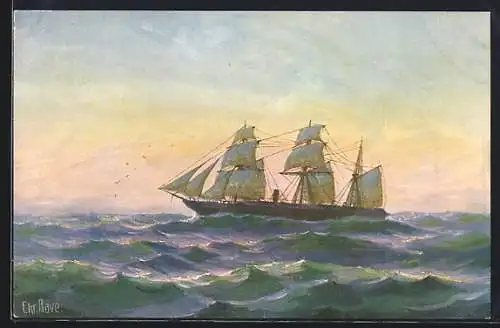 Künstler-AK Christopher Rave: Dampfer Borussia der HAI, 1856