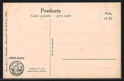 Künstler-AK Christopher Rave: Dampfer Borussia der HAI, 1856
