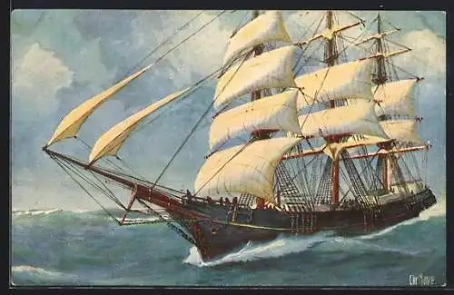 Künstler-AK Christopher Rave: Deutsches Dreimast-Vollschiff Antilope, 19. Jh.