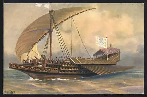 Künstler-AK Christopher Rave: Römische Galeere, 15. Jh.