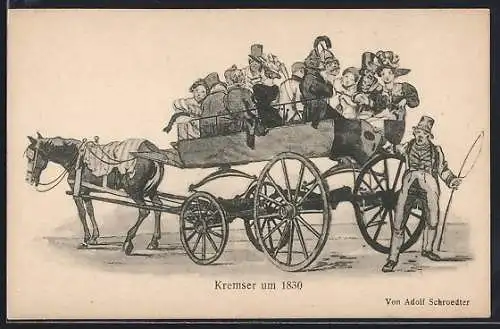 AK Gesellschaft im Kremser um 1830