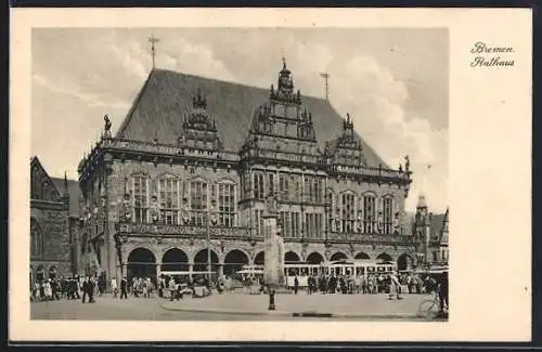 AK Bremen, Rathaus mit Strassenbahn