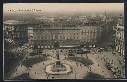 AK Milano, Panorama dal Duomo, Strassenbahn