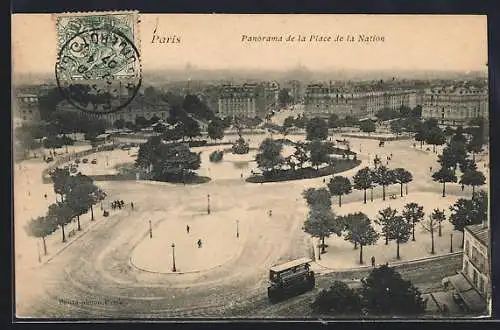 AK Paris, Panorama de la Place de la Nation, Strassenbahn
