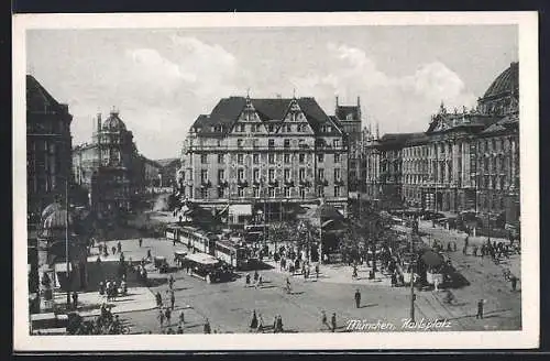 AK München, Karlsplatz mit Strassenbahn