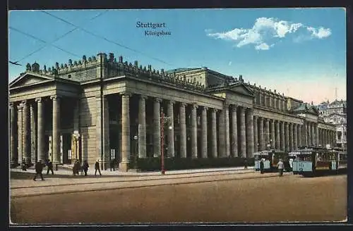 AK Stuttgart, Königsbau mit Strassenbahn