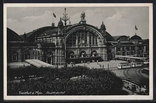 AK Frankfurt a. Main, Hauptbahnhof mit Strassenbahn