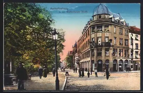 AK Aschaffenburg, Weissenburger Strasse mit Möbelhaus