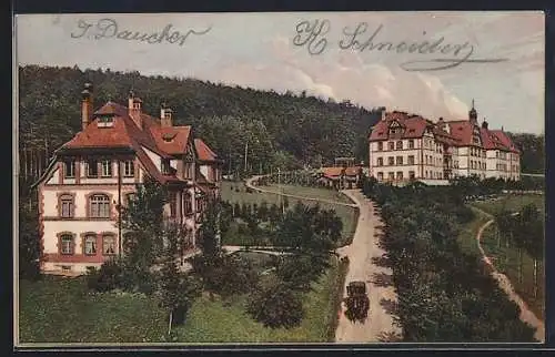 AK Engelthal / Frankenalb, Heilstätte Engelthal und Doktorhaus mit Strassenpartie