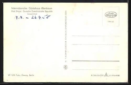 AK Kienbaum /Erkner, Internationales Gästehaus Kienbaum, Lesezimmer, Innenansicht