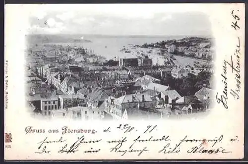 Mondschein-AK Flensburg, Teilansicht