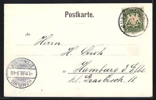 Lithographie München, Überschwemmung, Einsturz der Prinz-Regenten-Brücke um 1900