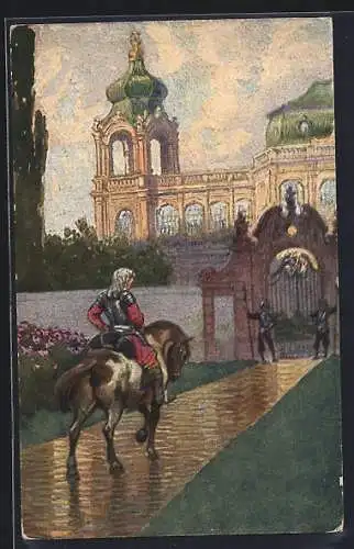 Künstler-AK Paul Hey: Das Wasser des Lebens, Ritter reitet zum Schloss