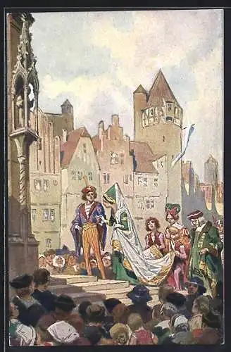 Künstler-AK Paul Hey: Jungfrau Maleen, bei der Hochzeit