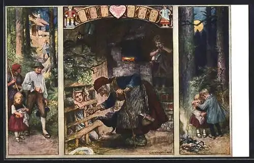 AK Szenen aus Grimms Märchen Hänsel und Gretel