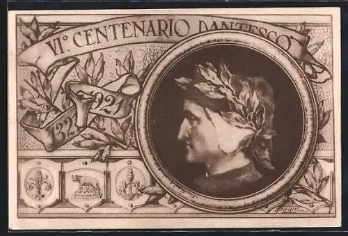 AK Portrait von Dante, VIo Centenario Dantesco