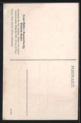 Künstler-AK Wilhelm Raabe, Profilportrait