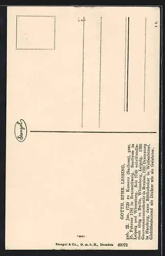 AK Porträtzeichnung Gotthold Ephraim Lessings