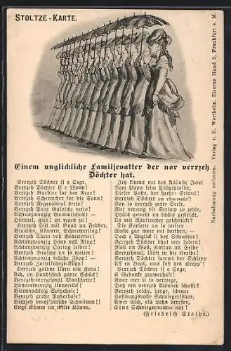AK Einem unglickliche Familievatter der nor verrzeh Döchter hat, Friedrich Stoltze