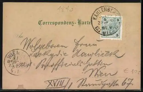 AK Wien-Leopoldsberg, Ortsansicht, Restauration & Kirche, Gartenpartie