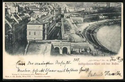 AK Alt-Wien, Rothenthurm-Thor mit der Bastei aus der Vogelschau