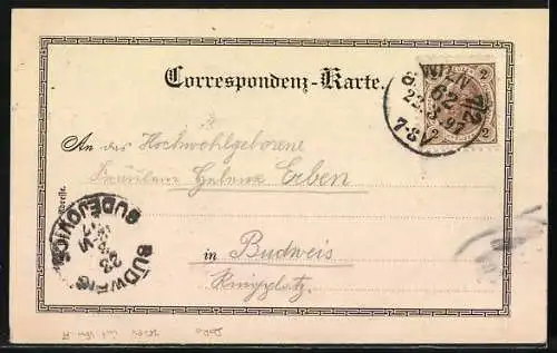 Lithographie Wien, Stefaniewarte auf dem Kahlenberg, Ortsansicht