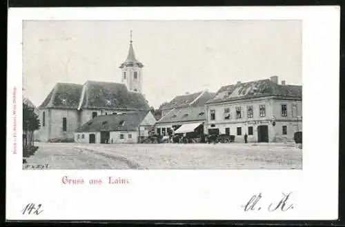 AK Wien-Lainz, Kutschen halten vor einer Warenhandlung
