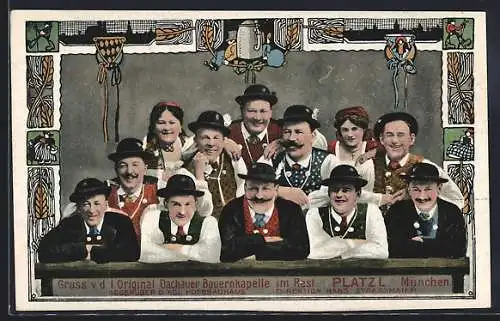 AK München, Original Dachauer Bauernkapelle im Rest. Platzl