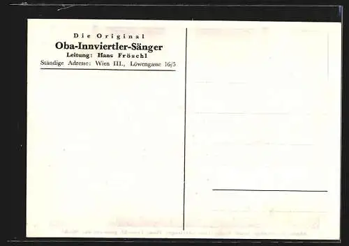 AK Wien, Trachtenkapelle Original Oba-Innviertler-Sänger, Dir. Hans Fröschl