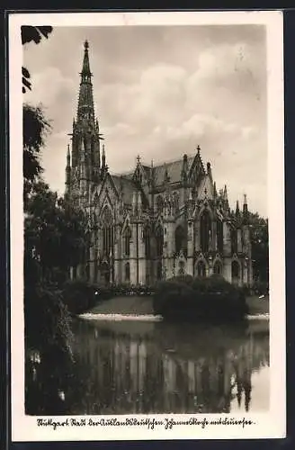 AK Stuttgart, Johanniskirche mit Feuersee