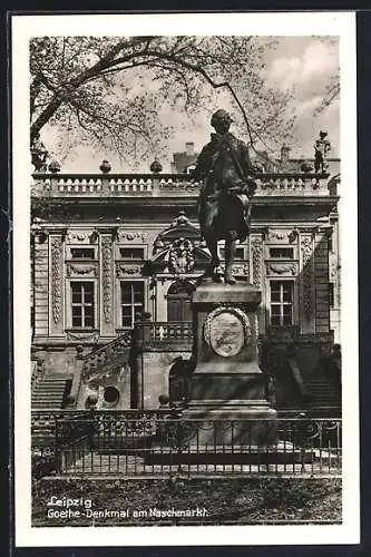 AK Leipzig, Goethe-Denkmal am Naschmarkt