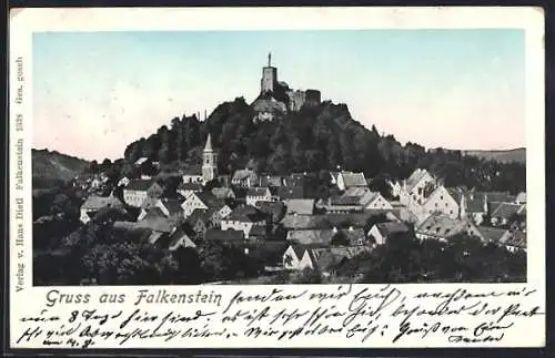 AK Falkenstein / Oberpfalz, Teilansicht mit Burg