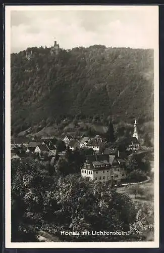 AK Honau / Echaztal, Ortsansicht mit Lichtenstein