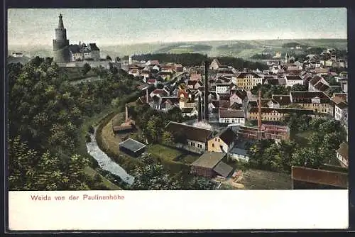 AK Weida / Thür., Ortsansicht von der Paulinenhöhe