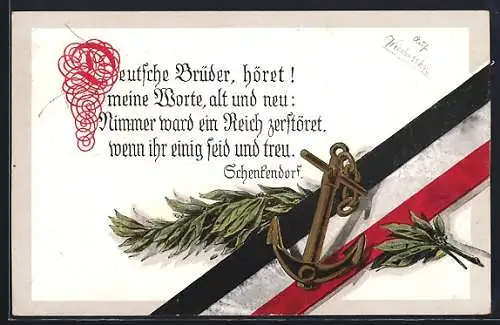 AK Deutsche Brüder, höret!..., deutsches Band und Anker