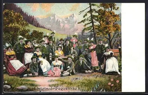 AK Original-Tegernseer Trachtenkapelle mit Zither