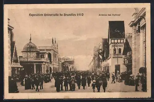 AK Bruxelles, Exposition Universelle 1910, Avenue des Nations