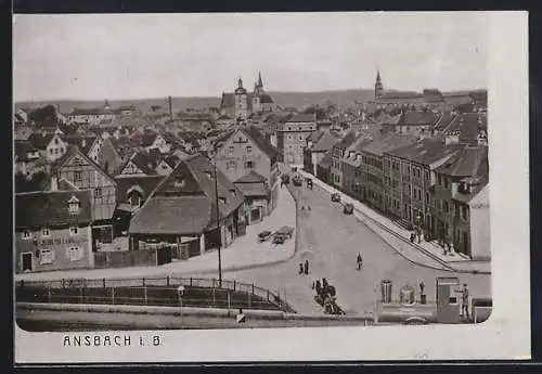 AK Ansbach / Bayern, Ortsansicht aus der Vogelschau